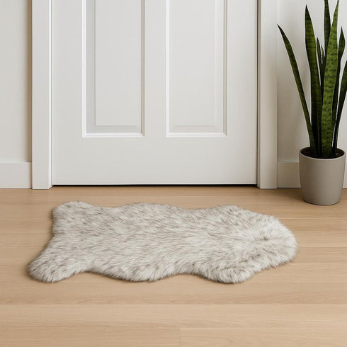 2' X 3' Black Faux Sheepskin Animal Print Washable Area Rug